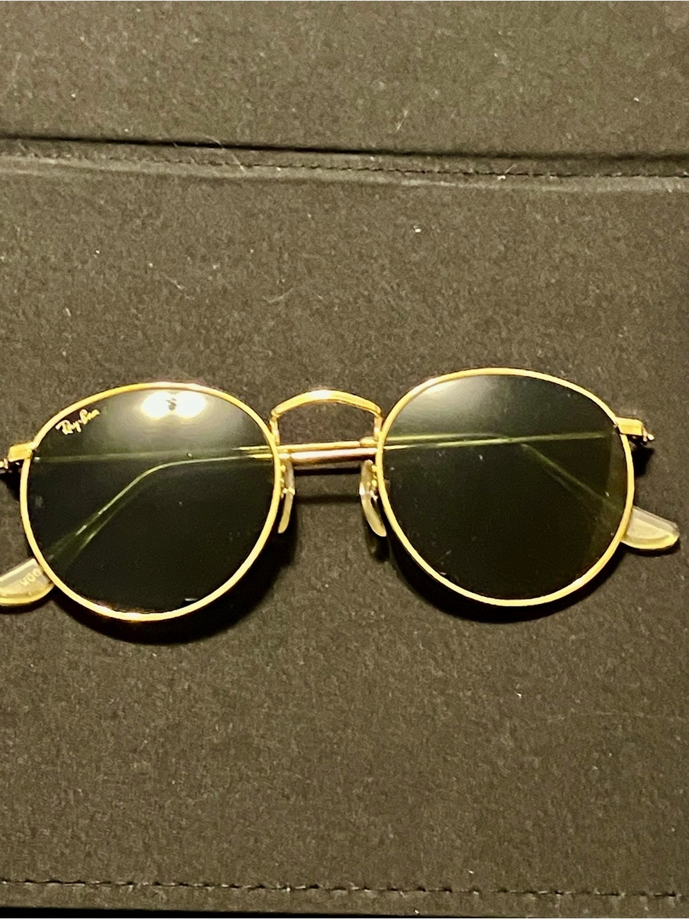 RAY BAN ICONIC ROUND GLASS GOLD FRAME SUNGLASSES VTG FANTASTIC CONDITION